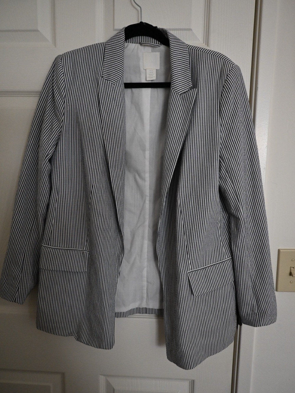 Striped Blue and White Women's Blazer